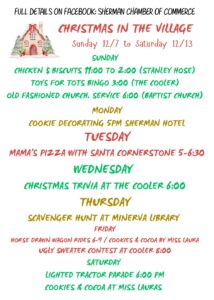 Sherman Chamber of Commerce Christmas Week Events